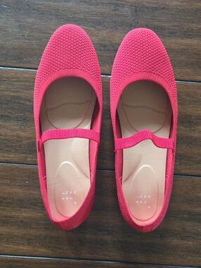 Women's Red Knit Mary Jane Flats
